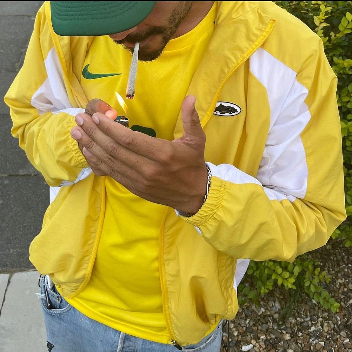 CRTZ Windbreaker Jacke in Gelb/Weiss