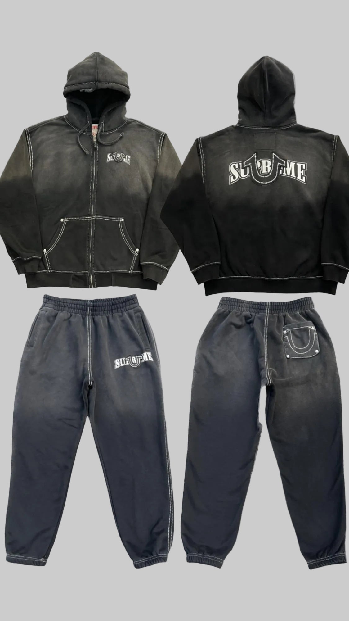 Supreme x True Religion Trackie Schwarz